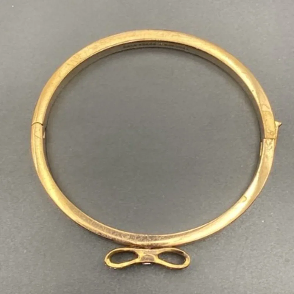 Kate Spade Bracelet Pave Stone Ready Set Bow Jeweled Bangle Gold Tone Layer 7" - Picture 4 of 9